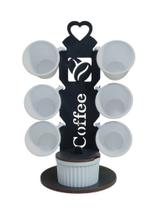 Suporte c/6 Xícaras com Açucareiro MDF