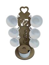 Suporte c/6 Xícaras com Açucareiro MDF