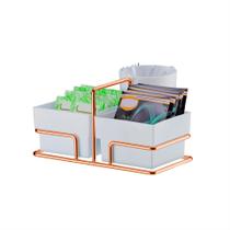 Suporte Café Porta Sachê Duplo Mexedor Organizador Rosé Gold Suporte Café Porta Sachê Duplo Mexedor Organizador Rosé Gold