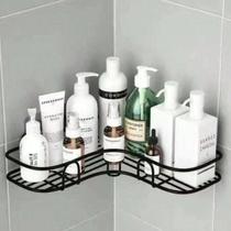 Suporte Canto Banheiro Aço Preto 36cm