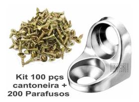 Suporte Cantoneira 2 Furos Cromado Kit 300 Pcs Com Parafuso