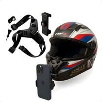 Suporte Capacete Moto Câmera Celular Galaxy Ios Queixo Preto