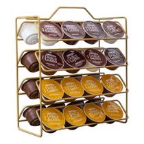 Suporte Cápsulas de Café Dolce Gusto 32 unidades Porta Reforçado Preto Dourado Organizador Suporte bancada
