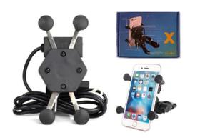 Suporte Carregador Em X Garra Para Celular Moto Universal