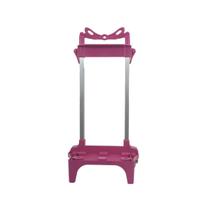Suporte carrinho mochila 30 cm rodinha silicone escolar rosa
