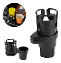 Suporte Carro 2 Copos Ajustável Giratório 360 Preto