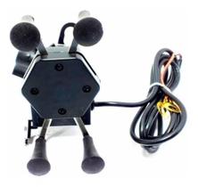 Suporte Cel P Motos De Aluminio Articulado Garra X C/ Usb Cor Preto