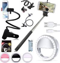 Suporte Celular Articulado Bastão Selfie Luz Led Ring Light