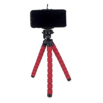 Suporte Celular Câmera com Tripé Flexível - G Vermelho