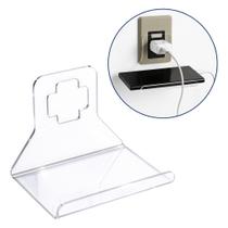 Suporte Celular Carregador Tomada Parede Base Dock Acrílico Universal Vertical Prático Leve