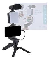 Suporte Celular Com Tripé Luz Led Podcast Com Microfone TZ-KD-49/20