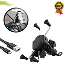 Suporte Celular Garra Carregador USB Travamento Total Moto - BMAX