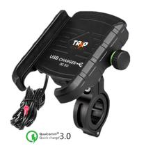 Suporte Celular Moto Alumínio Carregador USB Turbo QC 3.0