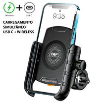 Suporte Celular Moto Carregamento Indução 15W e USBC 20W Fechamento Mecânico M9S