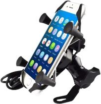 Suporte Celular Moto Com Carregador Universal Usb Garra X