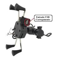 Suporte Celular Moto Com Carregador Universal Usb Garra X Para Celular - GPS