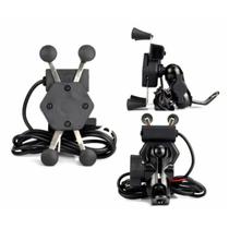 Suporte Celular Moto Com Carregador Universal Usb Garra X