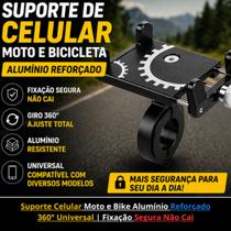 Suporte Celular Moto e Bike Alumínio Reforçado 360 Universal Fixação Segura Não Cai