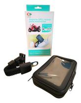 Suporte Celular Moto Scooter Case Prova Dágua Gps Retrovisor Preto Suporte Celular Moto Scooter Case Prova Dágua Gps Retrovisor Preto