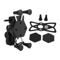 Suporte Celular Moto Universal Garra Com Carregador Usb 2A