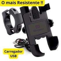 Suporte Celular para Moto Bike de Metal Alumínio com carregador USB