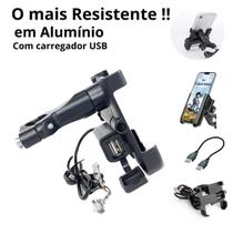 Suporte Celular para Moto Bike de Metal Alumínio com carregador USB