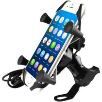 Suporte Celular Para Motocicleta USB Carregador Rotação 360