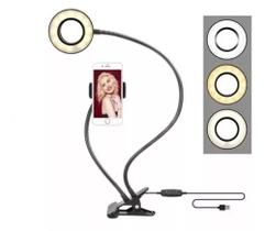 Suporte Celular Ring Light Led Selfie Iluminador 2 In 1 Luxo