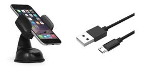 Suporte Celular Veicular Carro Gruda Painel Vidro + Cabo V8