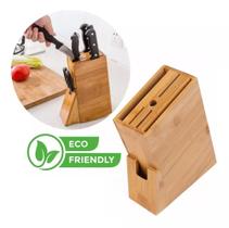 Suporte Cepo Faqueiro Bambu Organizador Faca Tesoura Cozinha - CLINK