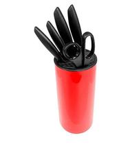 Suporte Cepo Organizador de Facas Tesoura Cozinha Multiuso Vermelho
