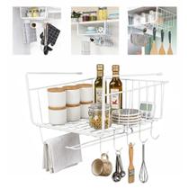 Suporte Cesto Supenso Branco Organizador 5 Ganchos Multiuso Armario Prateleira Cozinha Lavanderia Escritorio Suporte Cesto Supenso Branco Organizador 5 Ganchos Multiuso Armario Prateleira Cozinha Lavanderia Escritorio