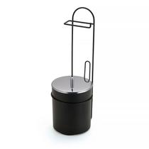 Suporte Chão Porta Papel Higiênico com Lixeira com Tampa Inox Black 2518 - Arthi