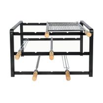 Suporte Churrasqueira Alvenaria Ikeda + 3 Espetos E Grelha Giragrill 63cm