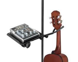 Suporte clamp duplo bandeja multiuso pequena e descanso p/instr. corda