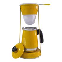 Suporte Coador De Café Bule Amarelo Pintinha Em Alumínio