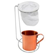 Suporte Coador De Café Cromado E Caneca Decor - Cobre