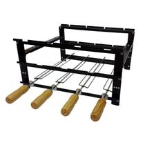 Suporte com 4 Espetos para Churrasqueira PréMoldada com Estrutura Robusta e Resistente em Aço Carbono