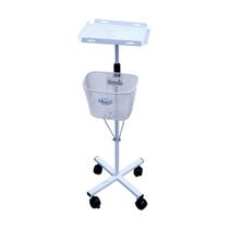 Suporte com Ajuste de Altura C/ Cestinha - C/ Rodízios - Portal Hospitalar