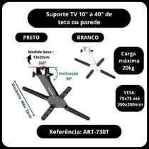 Suporte com inclinação para TV 10" a 40" de teto ou parede Suporte com inclinação para TV 10" a 40" de teto ou parede