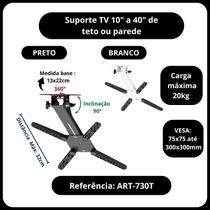 Suporte com inclinação para TV 10" a 40" de teto ou parede