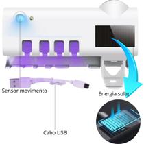 Suporte com LED UV e Dispensador Automático Compacto e Funcional para Escovas de Dente