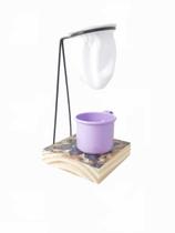 Suporte com mini coador de café e caneca rústico
