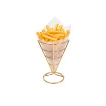 Suporte Cone Fritas Cestinha Inox Dourado Servir Petisco Bar Suporte Cone Fritas Cestinha Inox Dourado Servir Petisco Bar