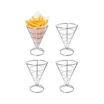 Suporte Cone Fritas Servir Porçoes Petiscos Bar Aço Inox 4un Suporte Cone Fritas Servir Porçoes Petiscos Bar Aço Inox 4un