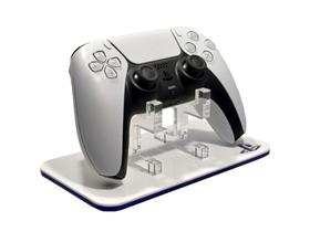 Suporte Controle Bancada Playstation 5 - Acrílico PS5 - Azul e Branco