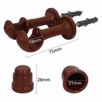 Suporte Cortina Varão Simples 19MM 2 UN C/ Ponteira Mogno
