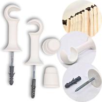Suporte Cortina Varão Simples 19mm 2 Unidades com Ponteira Branco