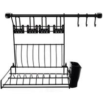 Suporte Cozinha Suspensa Kit Escorredor Pratos Preto 45 Cm
