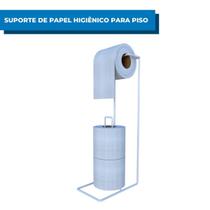 Suporte de Aço Para Papel Higiênico De Chão Piso 3 Rolos Reserva Banheiro Lavabo Casa